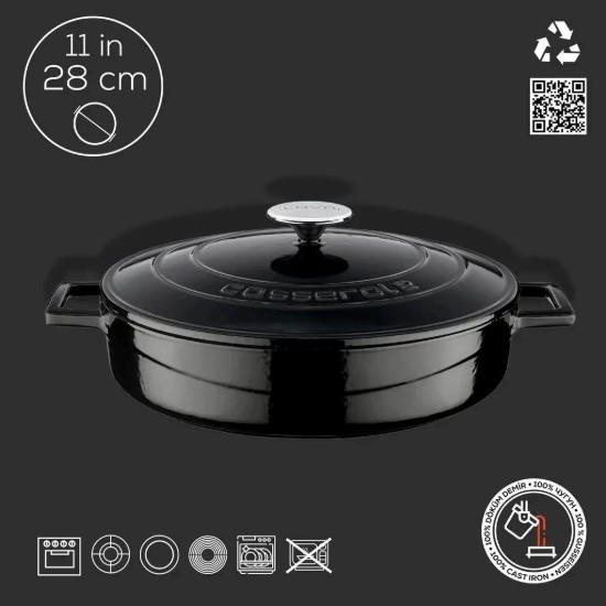 Cratita fonta, 28cm/3,5L, "Folk", Negru - LAVA