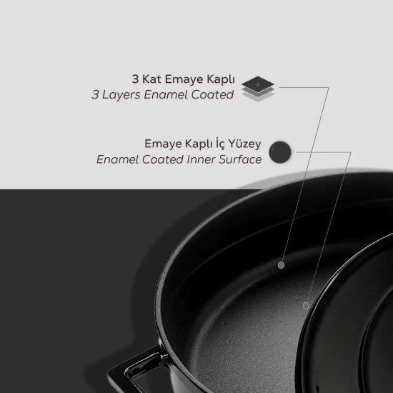 Cratita fonta, 28cm/3,5L, "Folk", Negru - LAVA