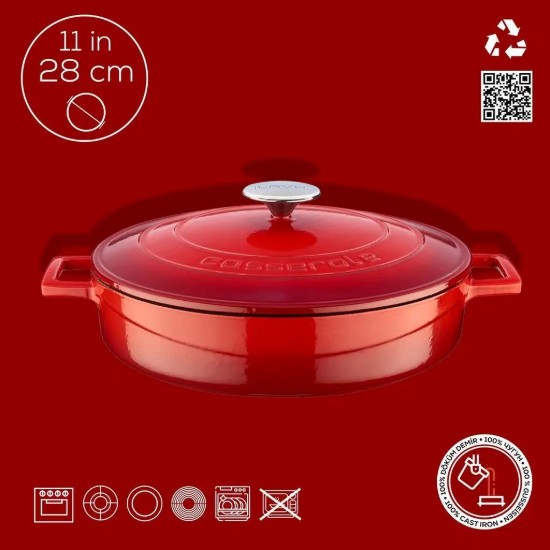 Cratita fonta, 28cm/3,5L, "Folk", Rosu - LAVA