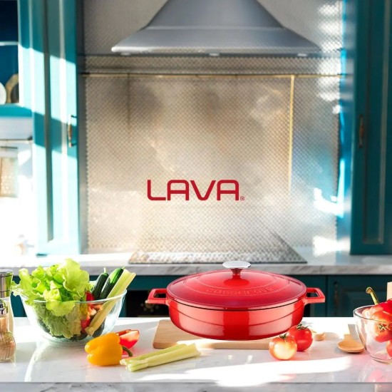 Cratita fonta, 28cm/3,5L, "Folk", Rosu - LAVA