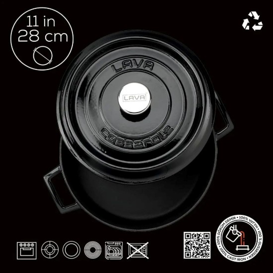 Cratita fonta, 28cm/3,5L, "Trendy", Negru - LAVA