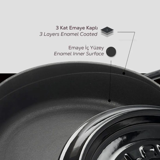 Cratita fonta, 28cm/3,5L, "Trendy", Negru - LAVA