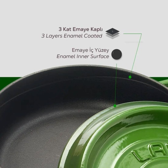 Cratita fonta, 28cm/3,5L, "Trendy", Verde - LAVA