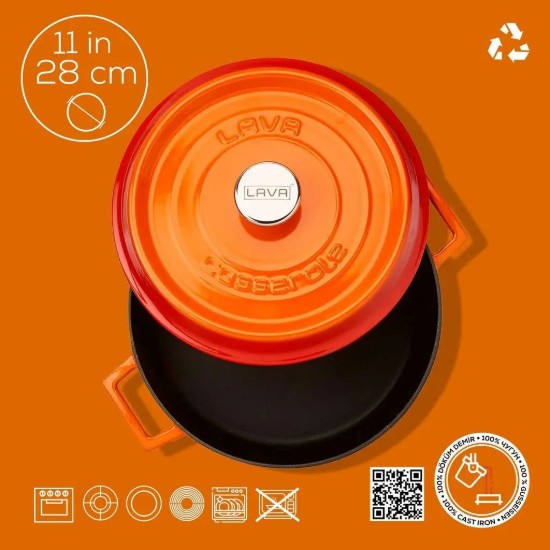 Cratita fonta, 28cm/3,5L, "Trendy", Portocaliu - LAVA