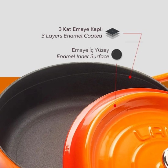 Cratita fonta, 28cm/3,5L, "Trendy", Portocaliu - LAVA