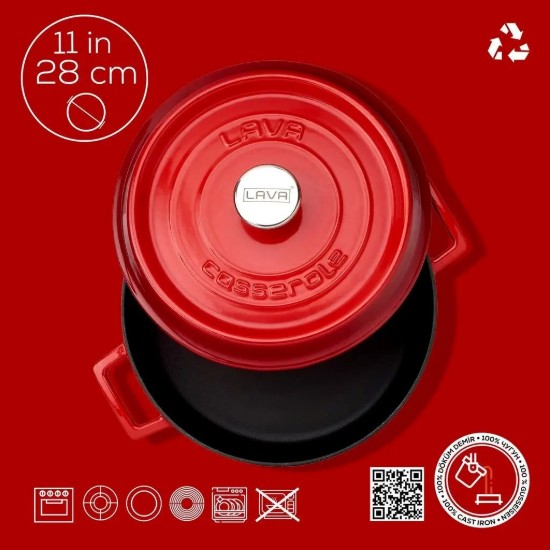 Cratita fonta, 28cm/3,5L, "Trendy", Rosu - LAVA