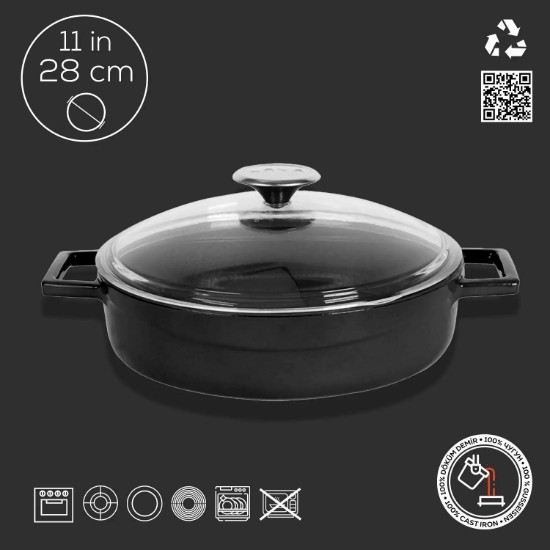 Cratita fonta, 28cm/3,5L, "Glaze", Negru - LAVA