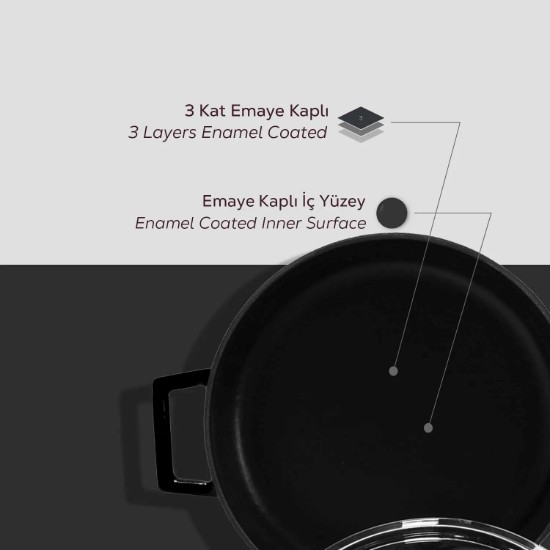 Cratita fonta, 28cm/3,5L, "Glaze", Negru - LAVA