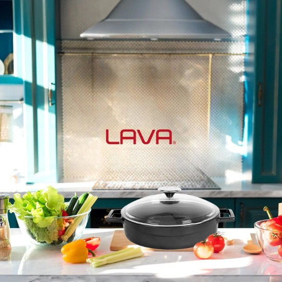 Cratita fonta, 28cm/3,5L, "Glaze", Negru - LAVA