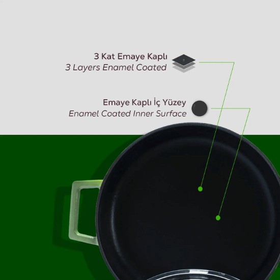 Cratita fonta, 28cm/3,5L, "Glaze", Verde - LAVA