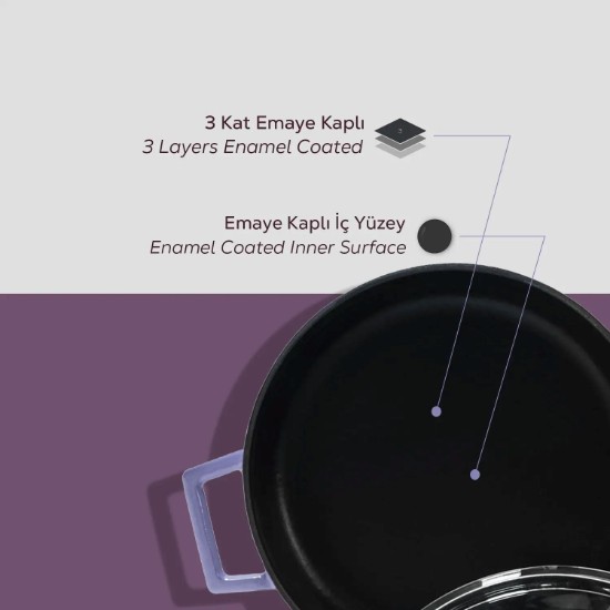 Cratita fonta, 28cm/3,5L, "Glaze", Mov - LAVA