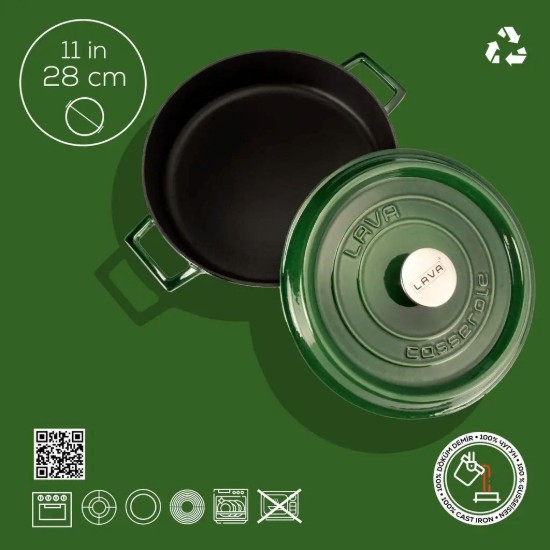 Cratita fonta, 28cm/3,5L, "Premium Majolica", Verde - LAVA