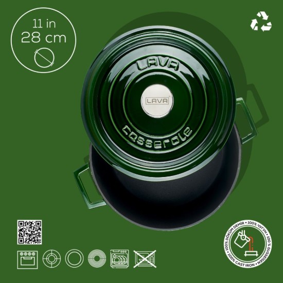 Cratita fonta, 28cm/6,71L, "Premium Majolica", Verde - LAVA