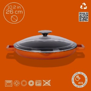 Tigaie fonta, cu capac, 26cm, "Glaze", Portocaliu - LAVA