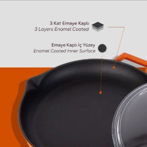 Tigaie fonta, cu capac, 26cm, "Glaze", Portocaliu - LAVA