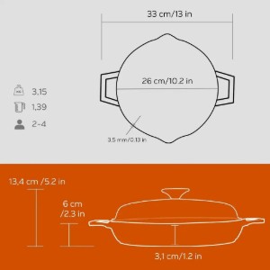 Tigaie fonta, cu capac, 26cm, "Glaze", Portocaliu - LAVA