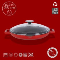 Tigaie fonta, cu capac, 26cm, "Glaze", Rosu  - LAVA