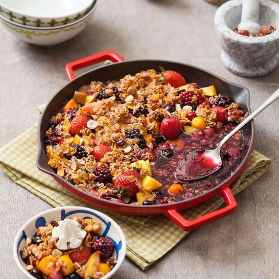 Tigaie fonta, cu capac, 26cm, "Glaze", Rosu  - LAVA