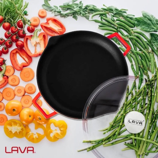 Tigaie cu capac, 30cm, "Glaze", Rosu  - LAVA