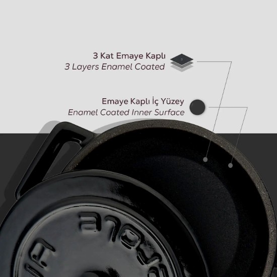 Mini-cratita fonta, 10cm/0,35L, "Folk", Negru - LAVA