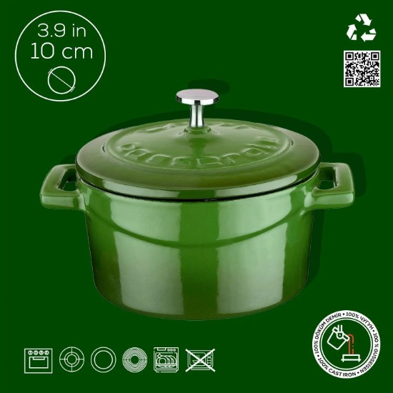 Mini-cratita fonta, 10cm/0,35L, "Folk", Verde - LAVA