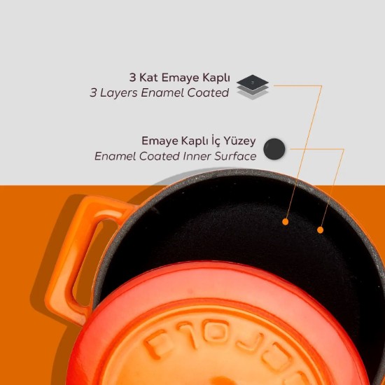 Mini-cratita fonta, 10cm/0,35L, "Folk", Portocaliu - LAVA