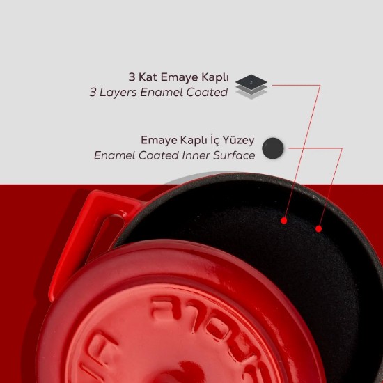 Mini-cratita fonta, 10cm/0,35L, "Folk", Rosu - LAVA