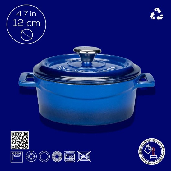 Mini-cratita fonta, 12cm/0,53L, "Trendy", Albastru - LAVA