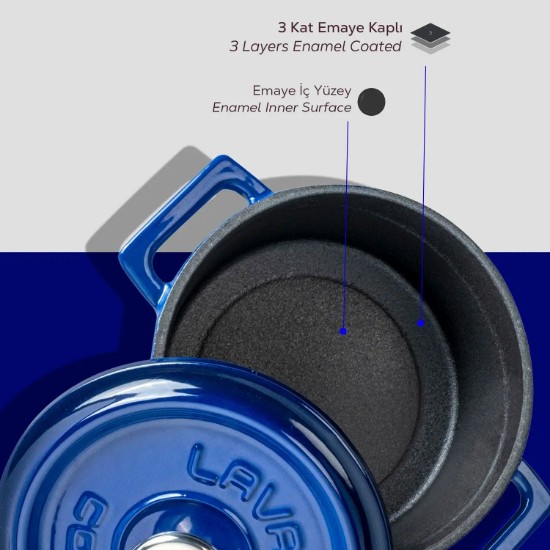 Mini-cratita fonta, 12cm/0,53L, "Trendy", Albastru - LAVA