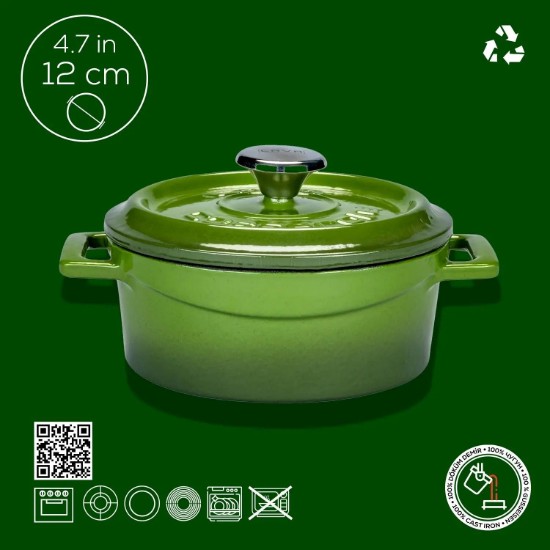 Mini-cratita fonta, 12cm/0,53L, "Trendy", Verde - LAVA