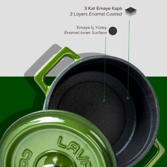 Mini-cratita fonta, 12cm/0,53L, "Trendy", Verde - LAVA