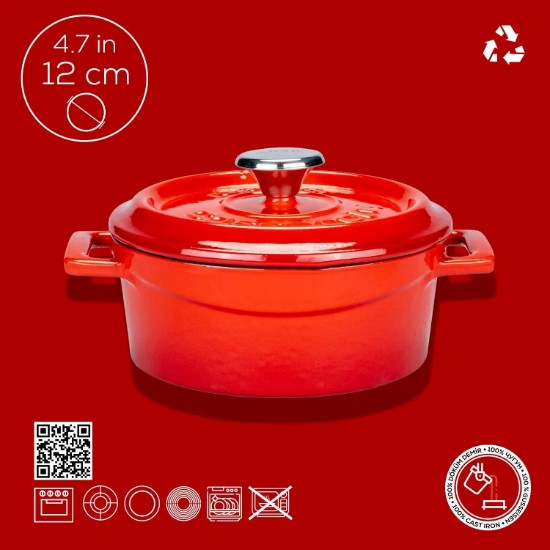 Mini-cratita fonta, 12cm/0,53L, "Trendy", Rosu - LAVA
