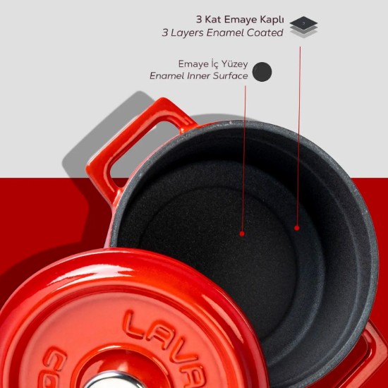 Mini-cratita fonta, 12cm/0,53L, "Trendy", Rosu - LAVA