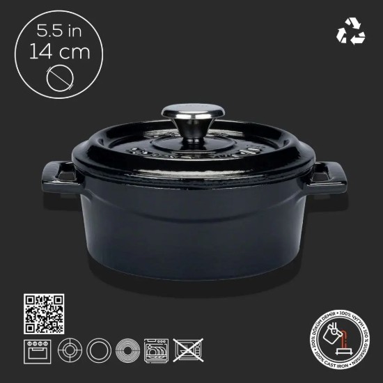 Cratita fonta, 14cm/0,8L "Trendy", Negru - LAVA