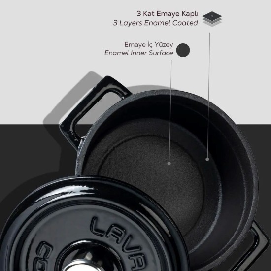 Cratita fonta, 14cm/0,8L "Trendy", Negru - LAVA