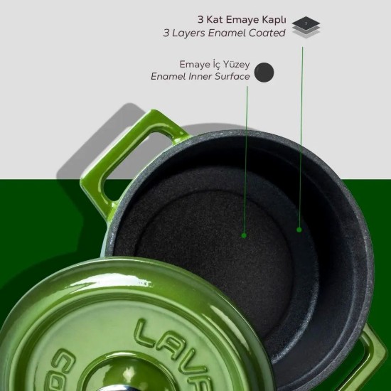 Cratita fonta, 14cm/0,8L, "Trendy", Verde - LAVA