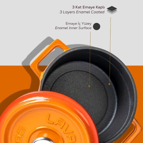 Cratita fonta, 14cm/0,8L, "Trendy", Portocaliu - LAVA