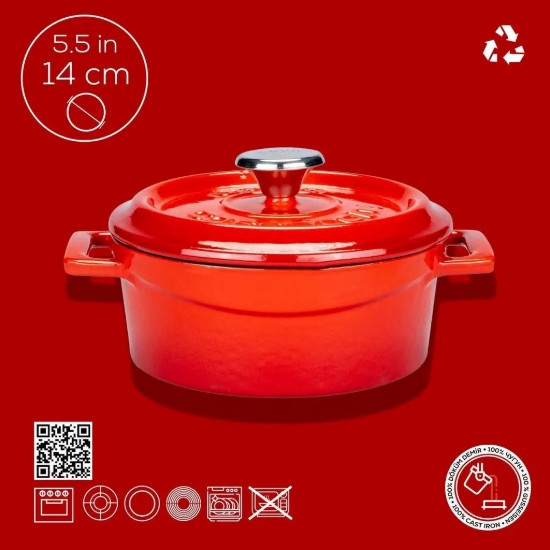 Cratita fonta, 14cm/0,8L "Trendy", Rosu - LAVA