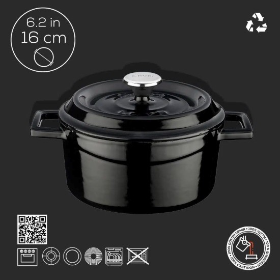 Cratita fonta, 16cm/1,33L, "Trendy", Negru - LAVA