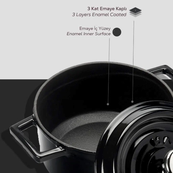 Cratita fonta, 16cm/1,33L, "Trendy", Negru - LAVA