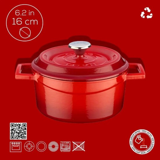 Cratita fonta, 16cm/1,33L, "Trendy", Rosu - LAVA