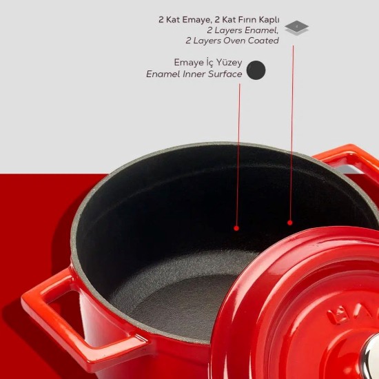 Cratita fonta, 16cm/1,33L, "Trendy", Rosu - LAVA