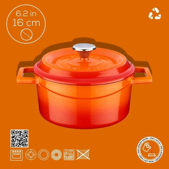 Cratita fonta, 16cm/1,33L, "Trendy", Portocaliu - LAVA