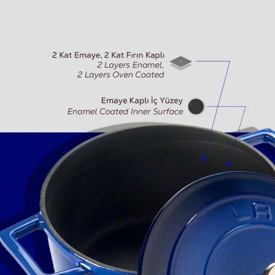 Cratita fonta, 20cm/2,82L, "Folk", Albastru - LAVA