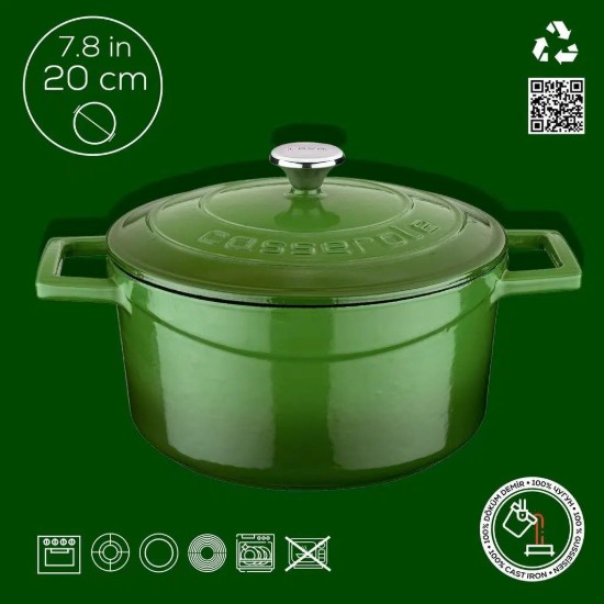 Cratita fonta, 20cm/2,82L, "Folk", Verde - LAVA