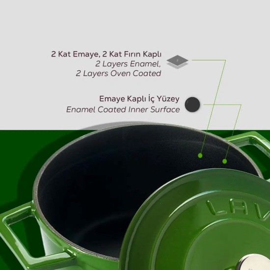 Cratita fonta, 20cm/2,82L, "Folk", Verde - LAVA