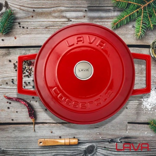 Cratita fonta, 20cm/2,82L, "Folk", Rosu - LAVA