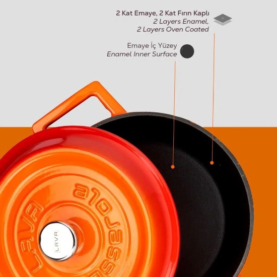Cratita fonta, 20cm/2,82L, "Trendy", Portocaliu  - LAVA