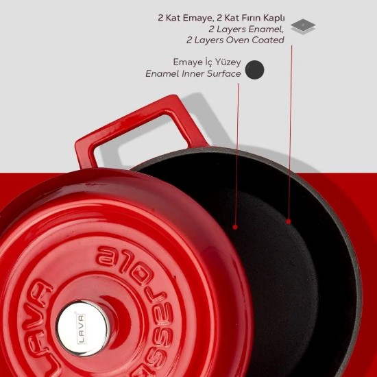 Cratita fonta, 20cm/2,82L, "Trendy", Rosu  - LAVA