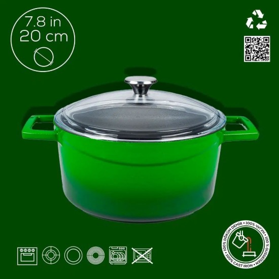 Cratita fonta, 20cm/2,82L, "Glaze", Verde - LAVA